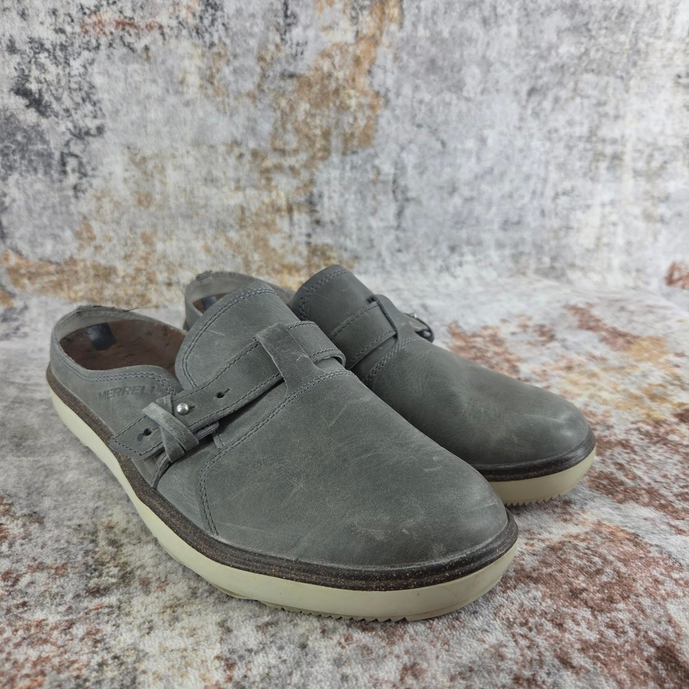 Merrell Sedona Sage Clogs Mules Womens 8.5 Green Leather Slip On Shoes J02074